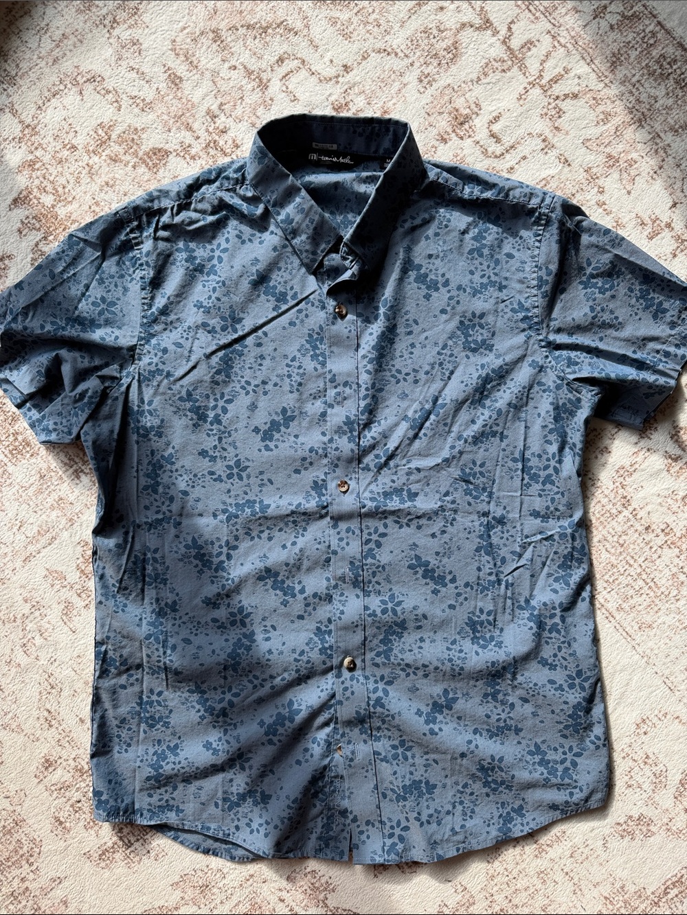 Men's Travis Matthew Short-Sleeve Floral Button-Up Shirt - Blue